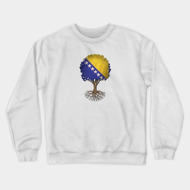 Tree of Life with Bosnian Flag Crewneck Sweatshirt by jeffbartels